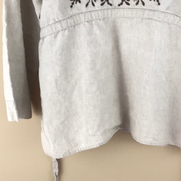 Carole Little linen embroidered blouse Sz XL - Picture 3 of 8